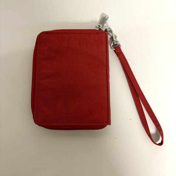 Baggallini Red Nylon Zippered Travel Wallet Wrist Strap Card Slots - Picture 2 of 7